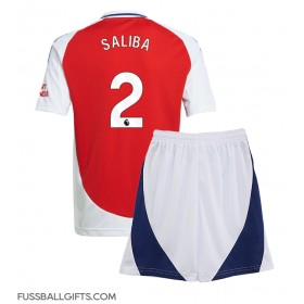 Arsenal William Saliba #2 Fußballbekleidung Heimtrikot Kinder 2024-25 Kurzarm (+ kurze hosen)